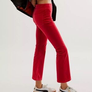 💋 In My Feelings RED Velvet Crop Slim Flare Pants*NEW w/out tags